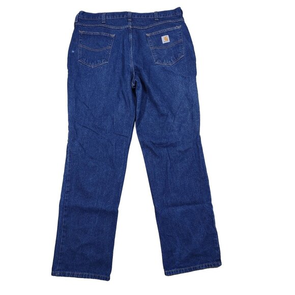 Carhartt Mens Blue Jeans Relaxed Straight Rugged Workwear Size 38x34